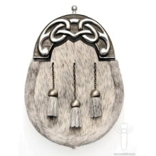 Grey Bovine Dress Sporran, Bulldog Cast Large Knot Cantle