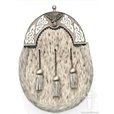 Grey Bovine Dress Sporran, Bulldog Cast Stag Cantle