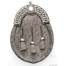 Grey Bovine Dress Sporran, Bulldog Cast Viking Cantle