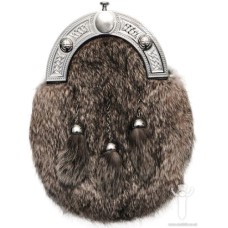 Grey Rabbit Dress Sporran, Chrome Finish Cantle