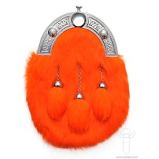 Orange Rabbit Dress Sporran, Chrome Finish Cantle