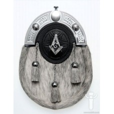 Masonic Bovine Dress Sporran, Chrome Finish Cantle 