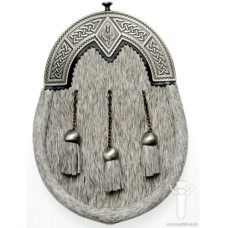Grey Bovine Sporran, Antique Finish Diamond Thistle Cantle