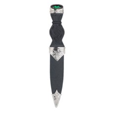 Emerald Stone Top Palladium Plated Finish Celtic Design Sgian Dubh