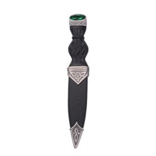 Emerald Stone Top Antique Finish Celtic Design Sgian Dubh
