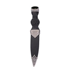 Jet Black Stone Top Antique Finish Celtic Design Sgian Dubh