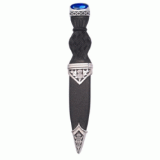 Blue Stone Top Polished Pewter Finish Celtic & Thistle Design Sgian Dubh 