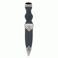 Jet Black Stone Top Antique Finish Celtic & Thistle Design Sgian Dubh