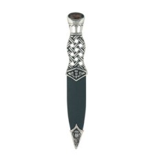 Lochy Celtic Open Latis Antique Finish with Cairngorm Stone Top Sgian Dubh