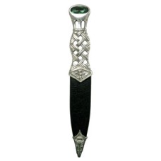 Lochy Celtic Open Latis Antique Finish with Emerald Stone Top Sgian Dubh