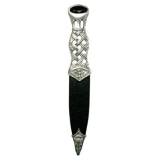 Lochy Celtic Open Latis Antique Finish with Jet Black Stone Top Sgian Dubh