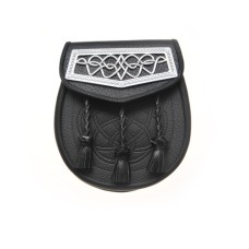 lack Leather Day Wear Sporran With Celtic Plate - SP-J 