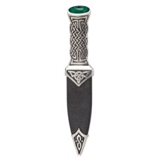 Boisdale Emerald Stone Top Polished Pewter Finish Celtic Design Sgian Dubh