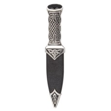 Boisdale Jet Black Stone Top Polished Pewter Finish Celtic Design Sgian Dubh