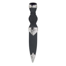 Jet Black Stone Top Palladium Plated Finish Celtic Design Sgian Dubh