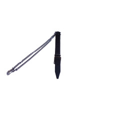 Black Leather Sporran Strap With Chrome Chain