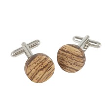 Round Cufflinks - Zebrano Wood