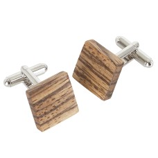 Square Cufflinks - Zebrano Wood