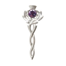 Thistle Kilt Pin With Amethyst Stone